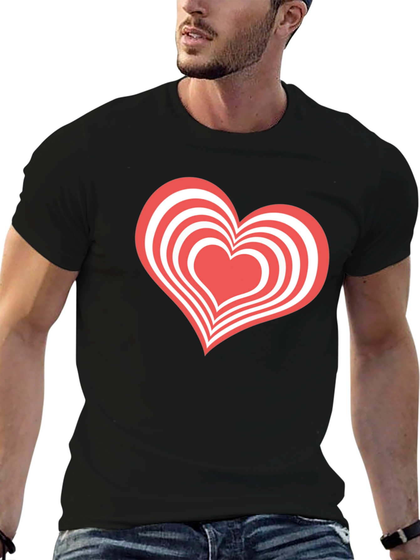 Heart Graphic Tee - Black Casual T-Shirt