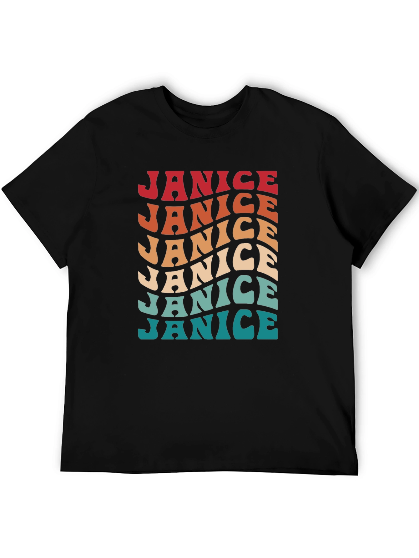 Janice Retro Wavy Text Graphic T-Shirt