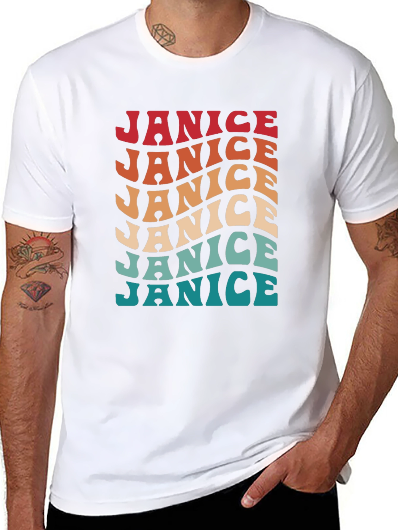 Janice Retro Wavy Text Graphic T-Shirt