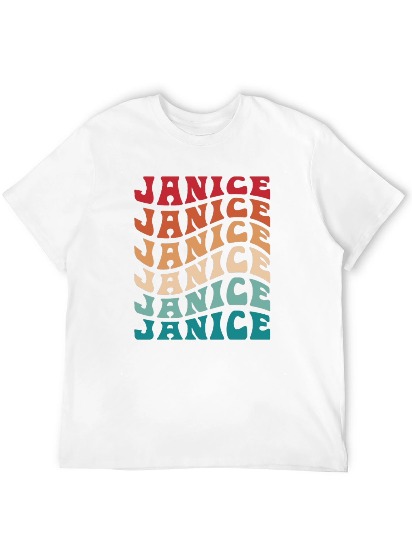 Janice Retro Wavy Text Graphic T-Shirt