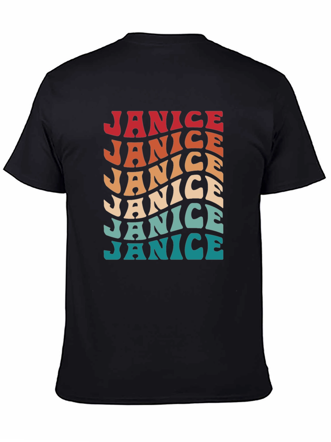 Janice Retro Wavy Text Graphic T-Shirt