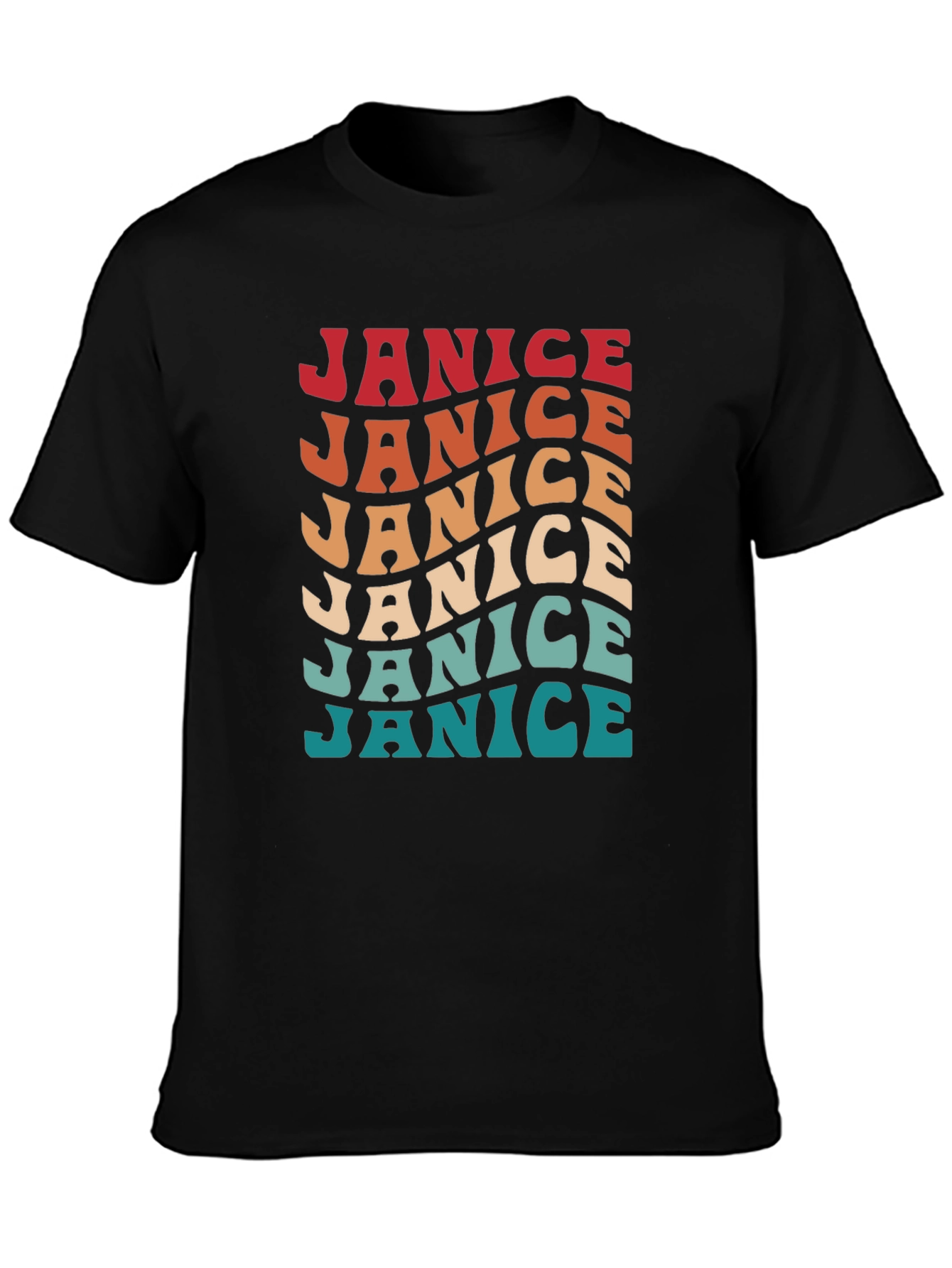 Janice Retro Wavy Text Graphic T-Shirt