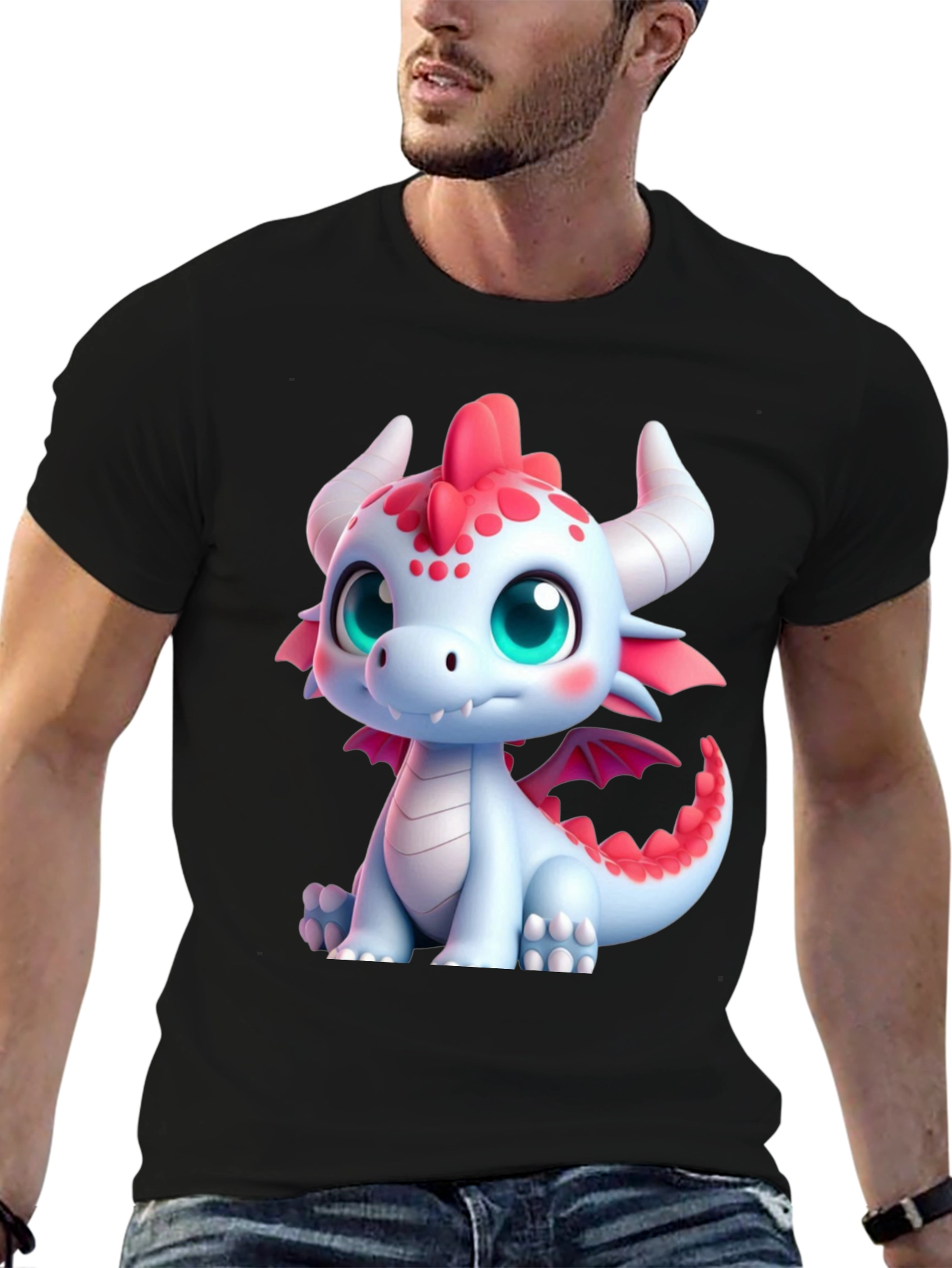 Cute Dragon Graphic Tee - Black Soft Style Shirt