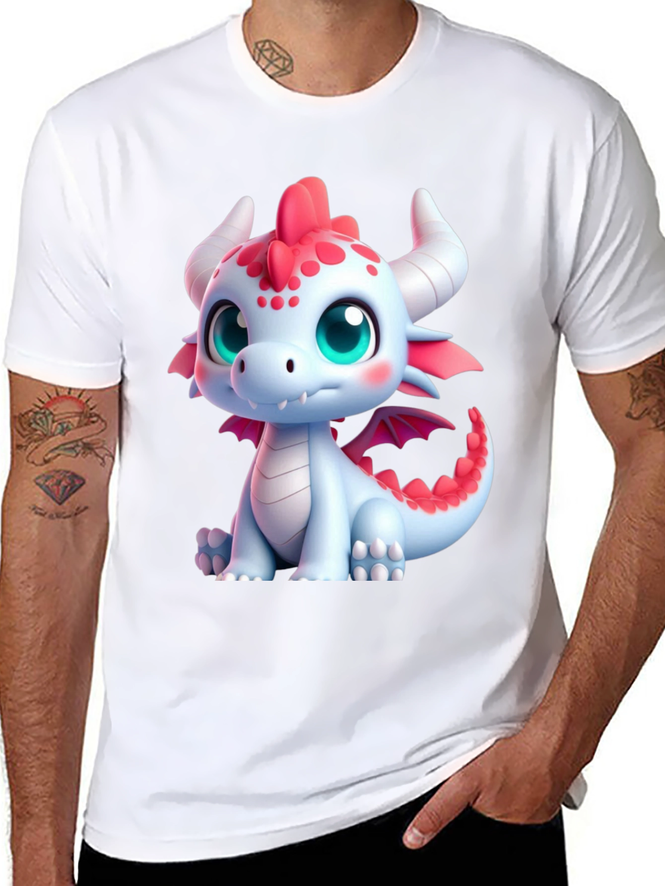 Cute Dragon Graphic Tee - Black Soft Style Shirt