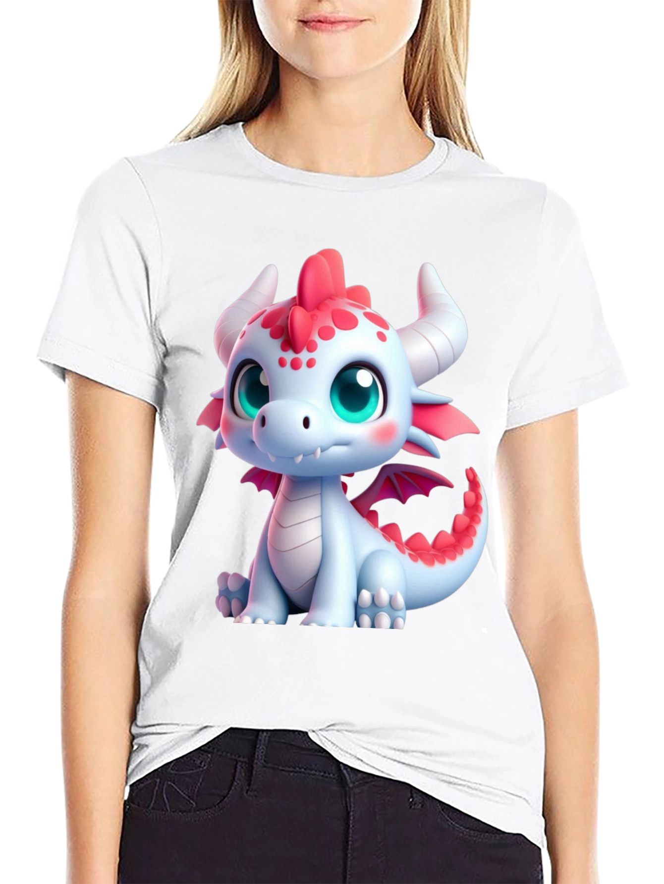 Cute Dragon Graphic Tee - Black Soft Style Shirt