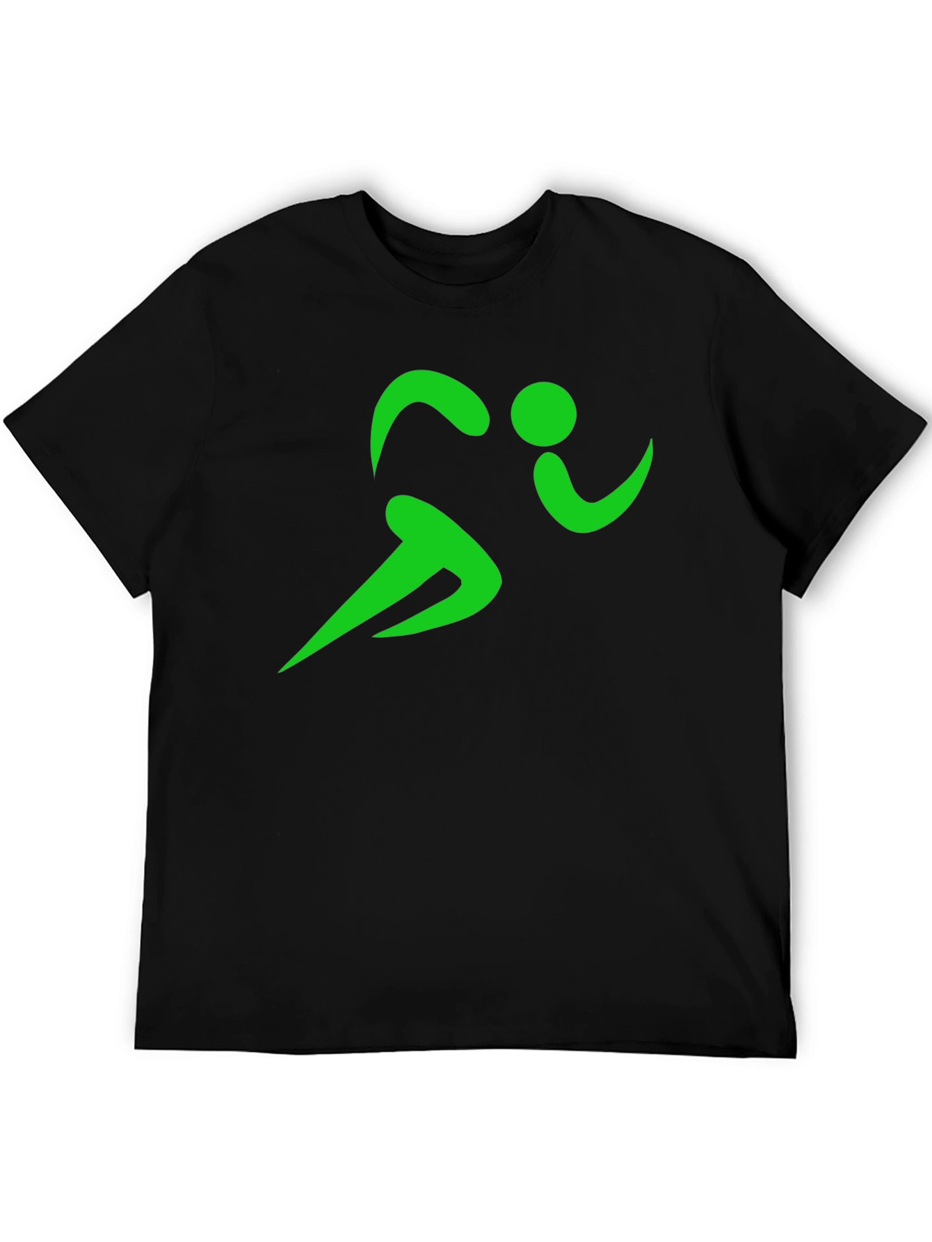 Green Runner Graphic Black T-Shirt