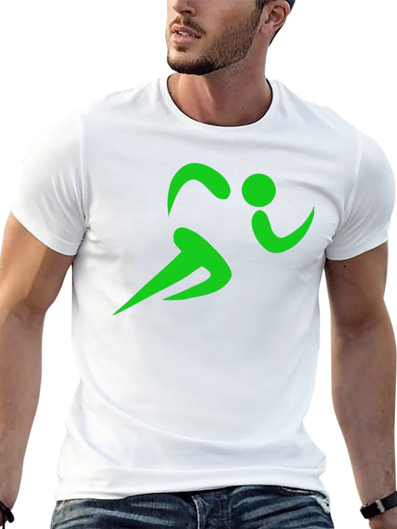 Green Runner Graphic Black T-Shirt