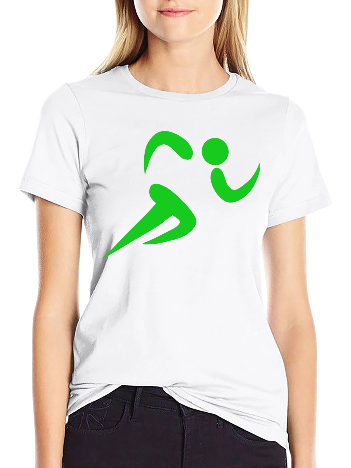 Green Runner Graphic Black T-Shirt