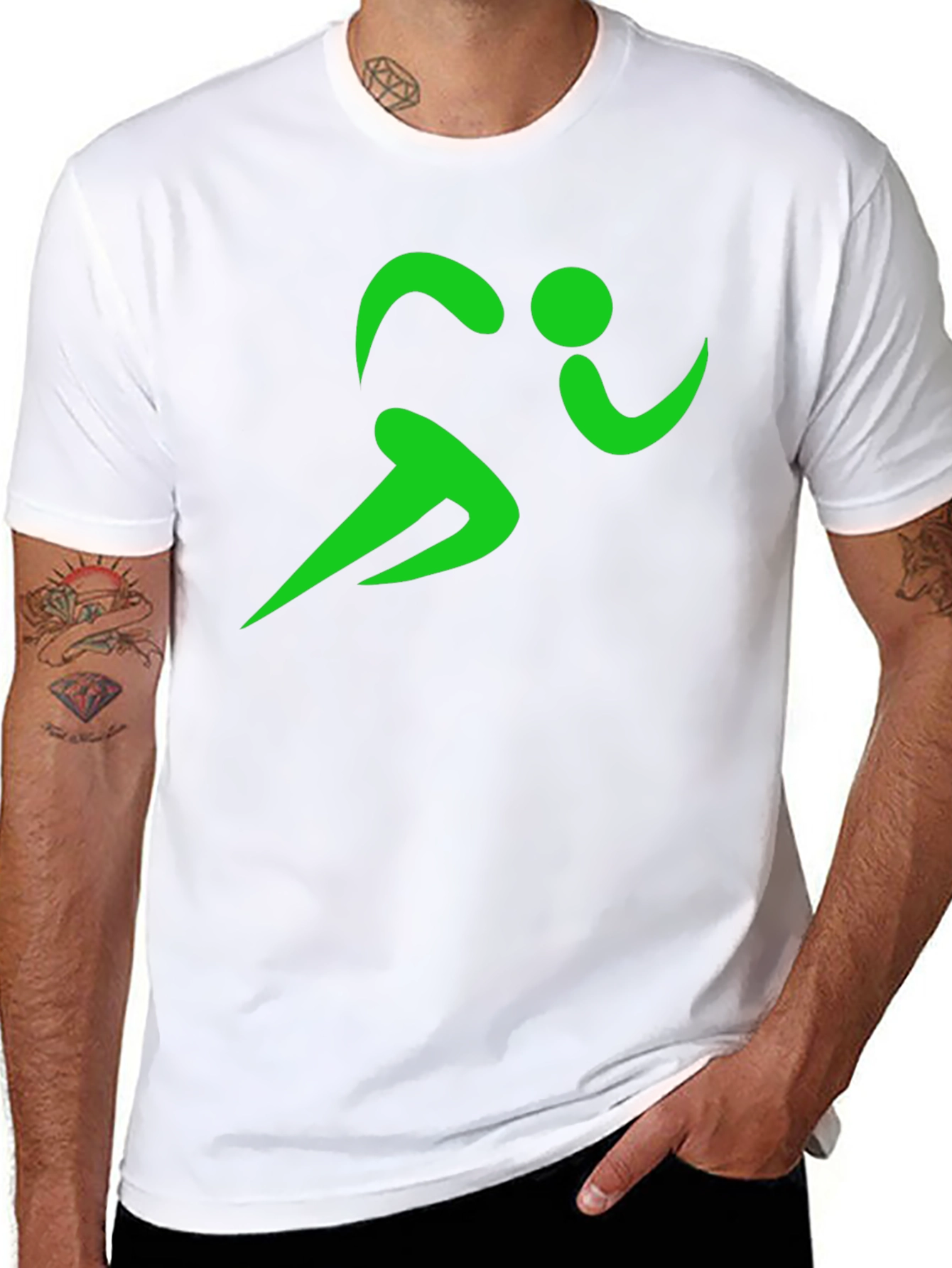 Green Runner Graphic Black T-Shirt