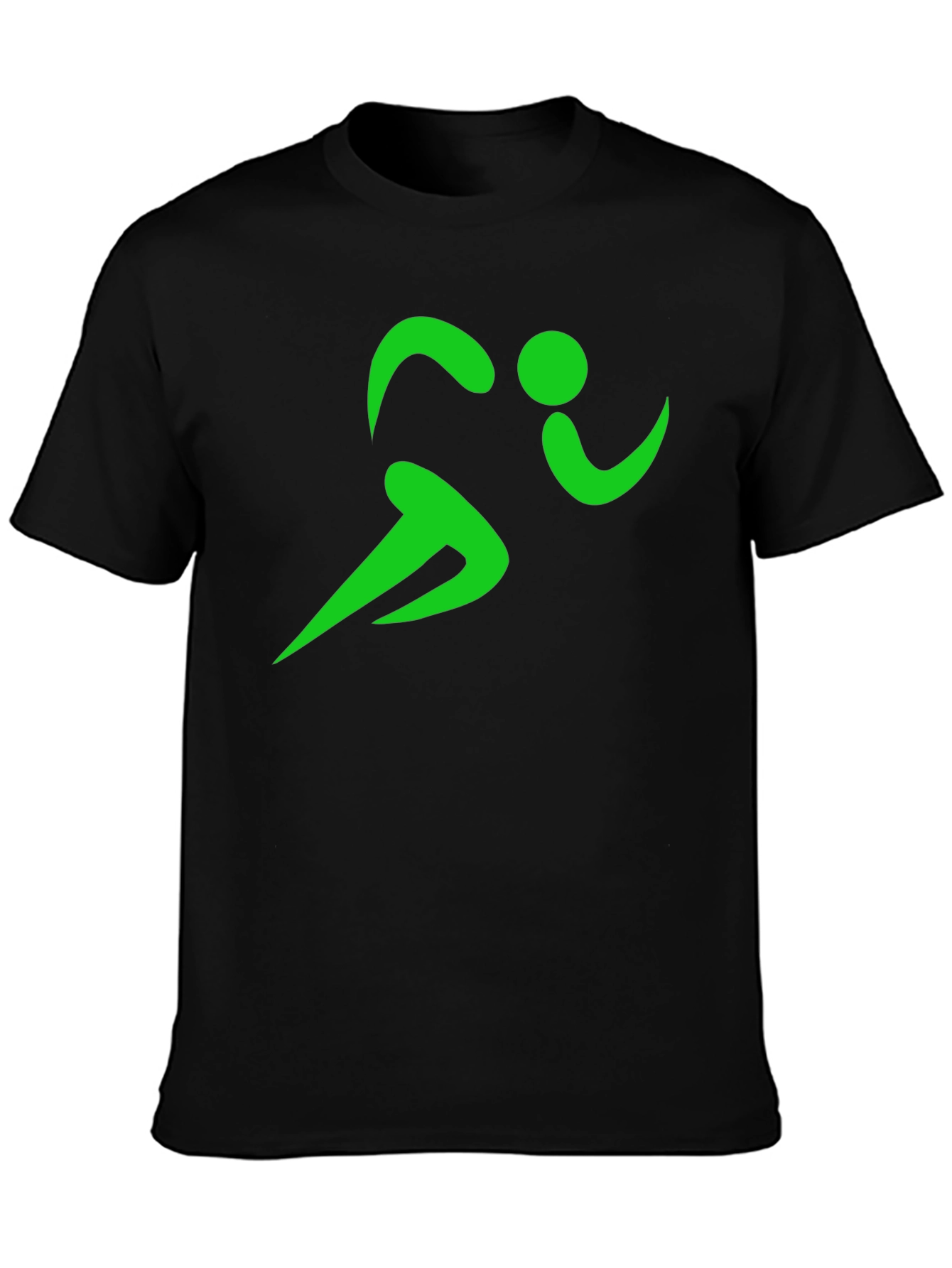 Green Runner Graphic Black T-Shirt