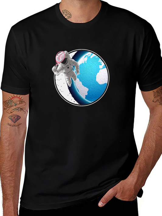 Astronaut Badminton T-Shirt - Space Sports Tee