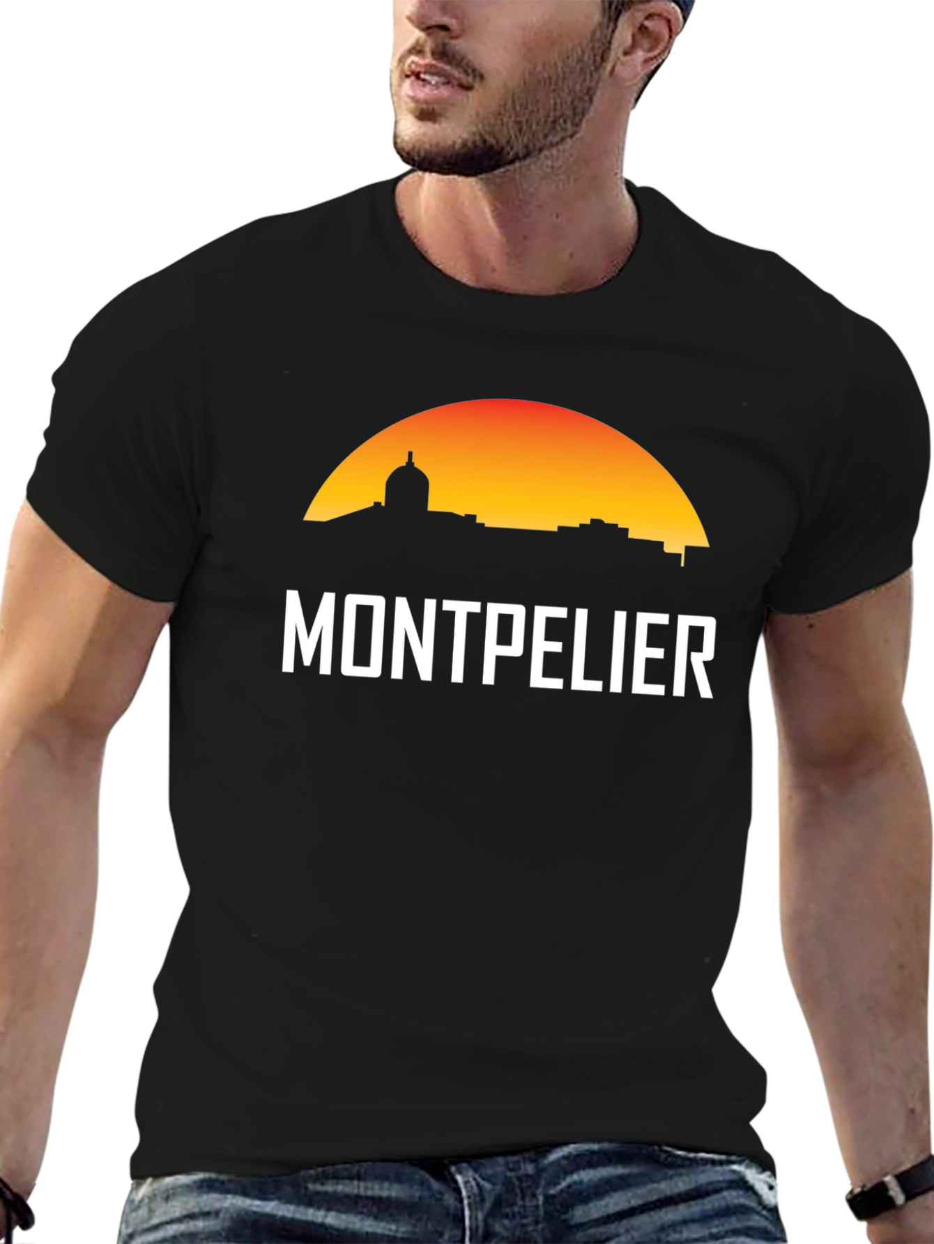 Montpellier Cityscape Black T-Shirt