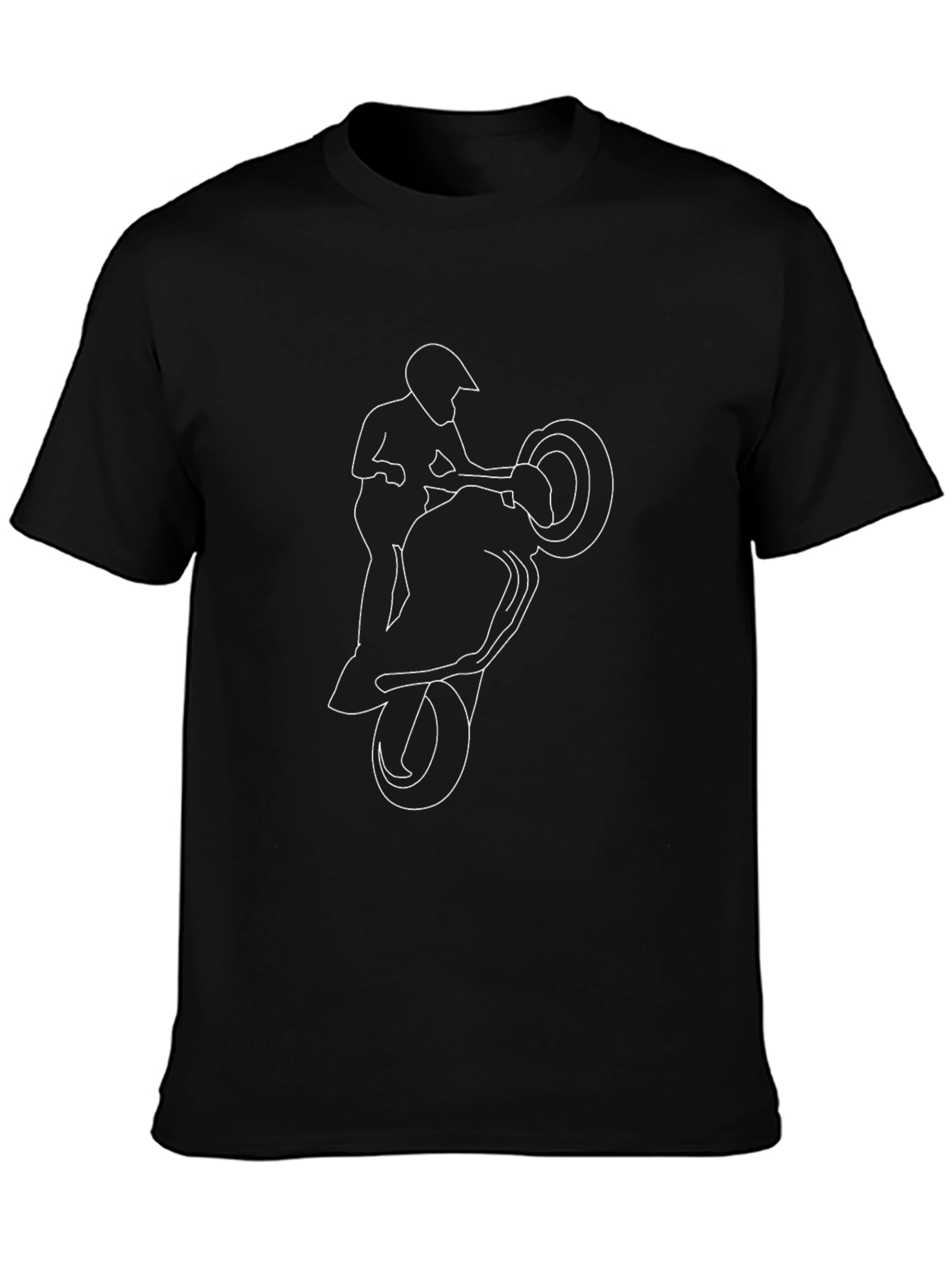 Motorcycle Stunt Graphic Tee - Black Casual T-Shirt