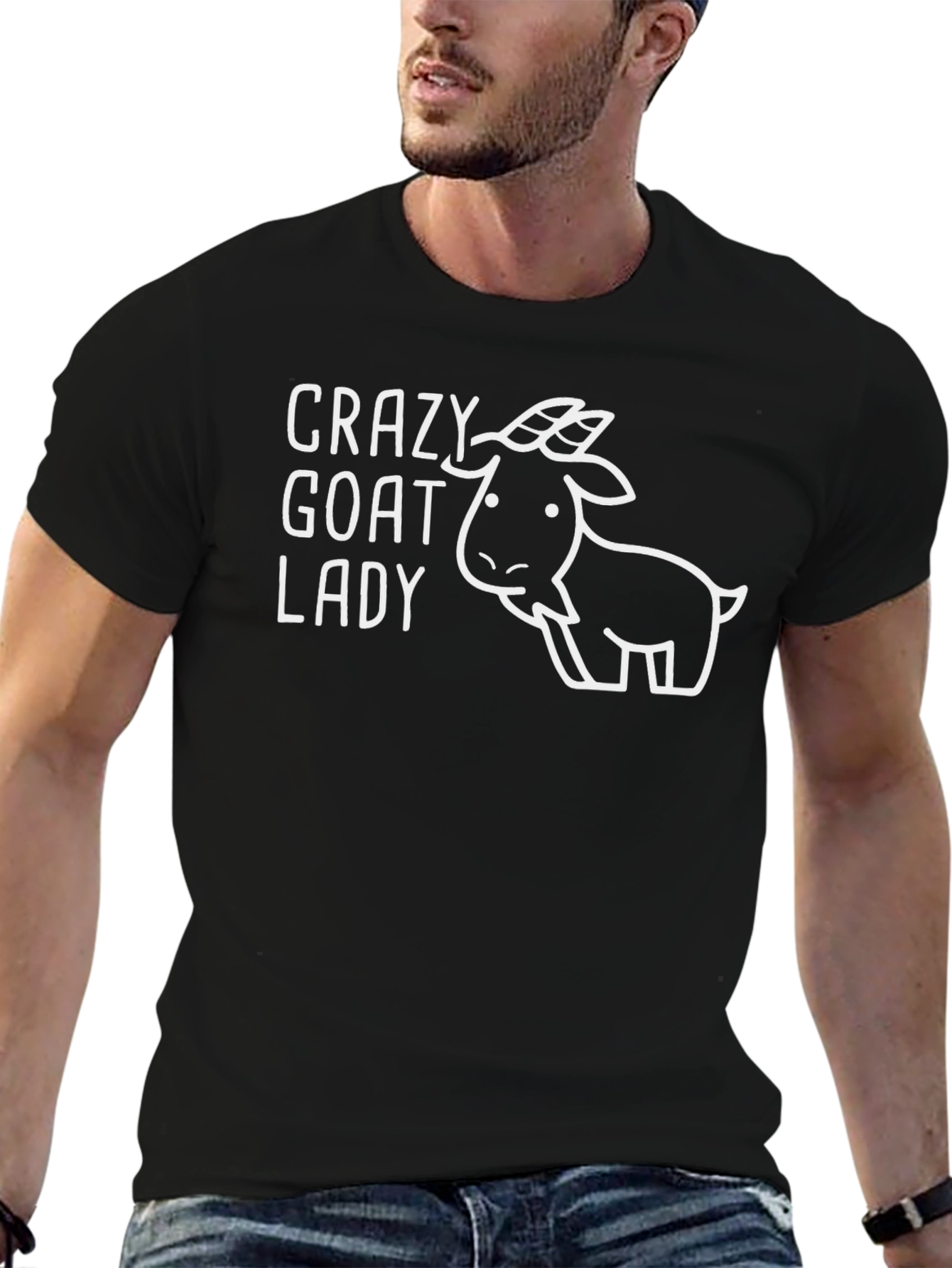 Crazy Goat Lady Graphic T-Shirt - Black