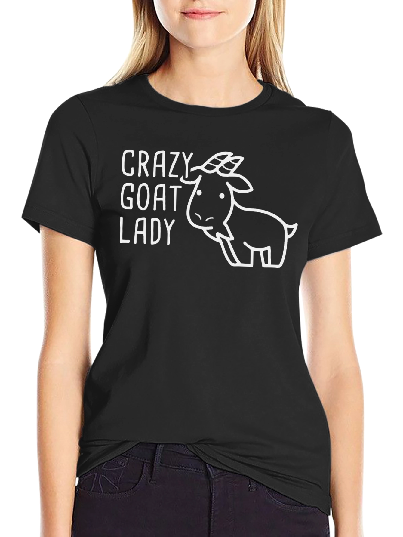 Crazy Goat Lady Graphic T-Shirt - Black