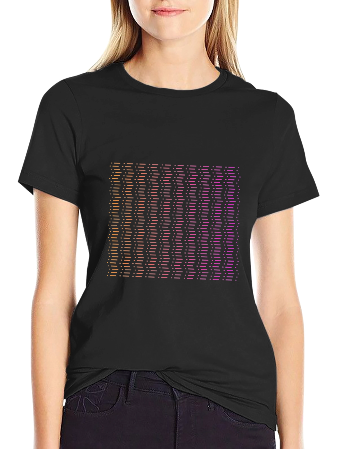 Gradient Striped Graphic Tee - Modern Black T-Shirt