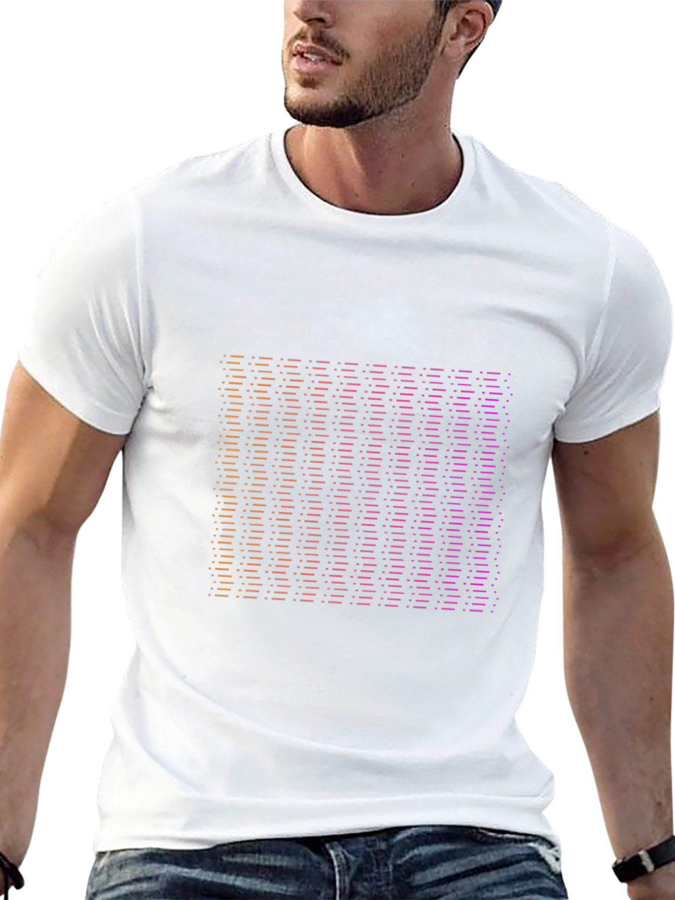 Gradient Striped Graphic Tee - Modern Black T-Shirt