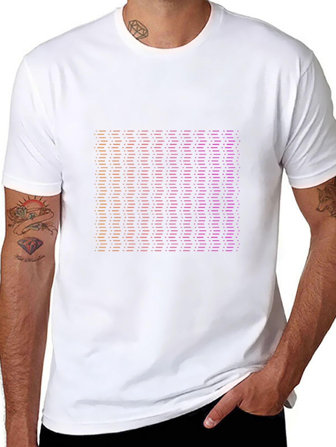 Gradient Striped Graphic Tee - Modern Black T-Shirt