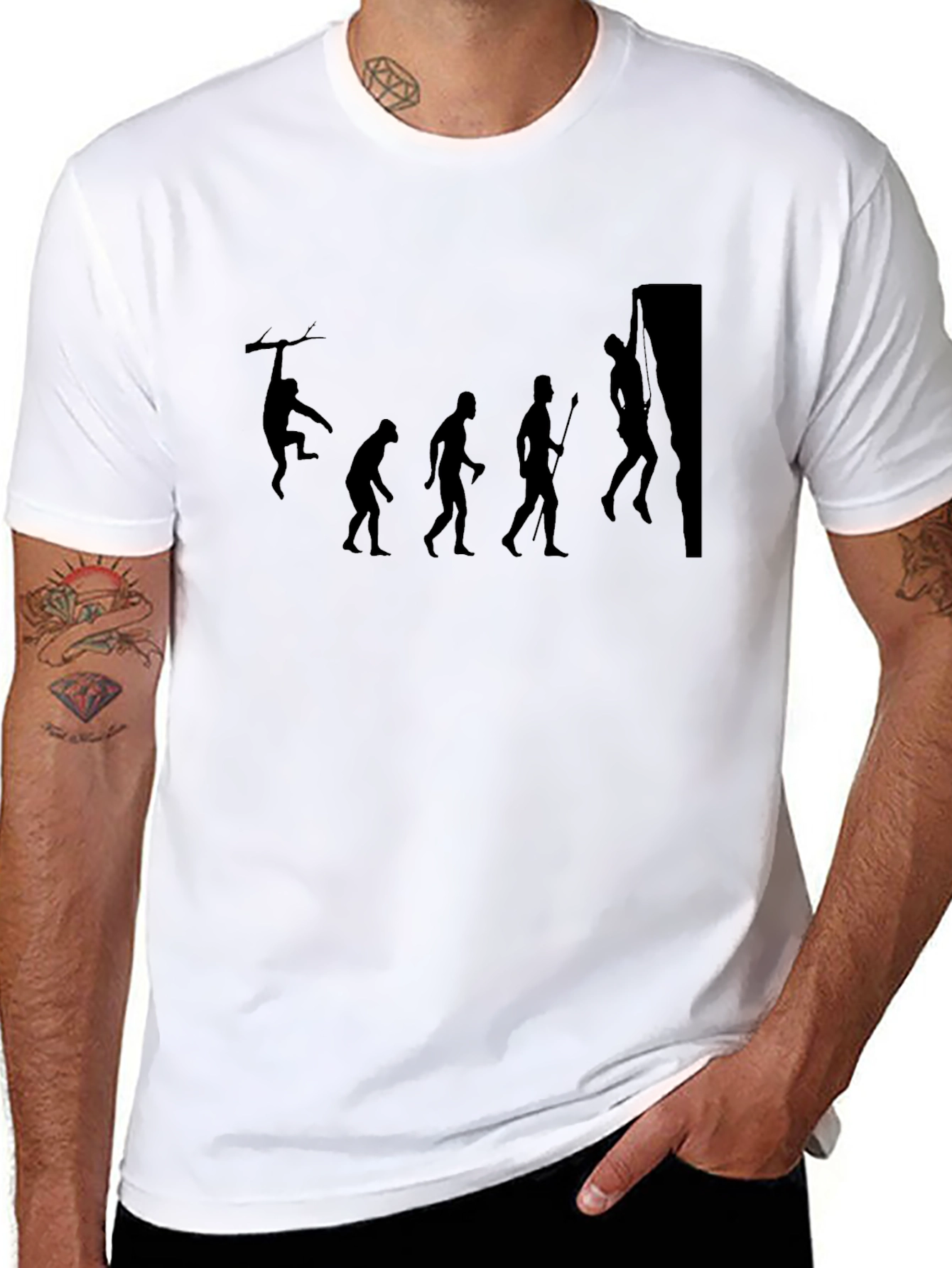 Evolution of Climbing Graphic T-Shirt - Black