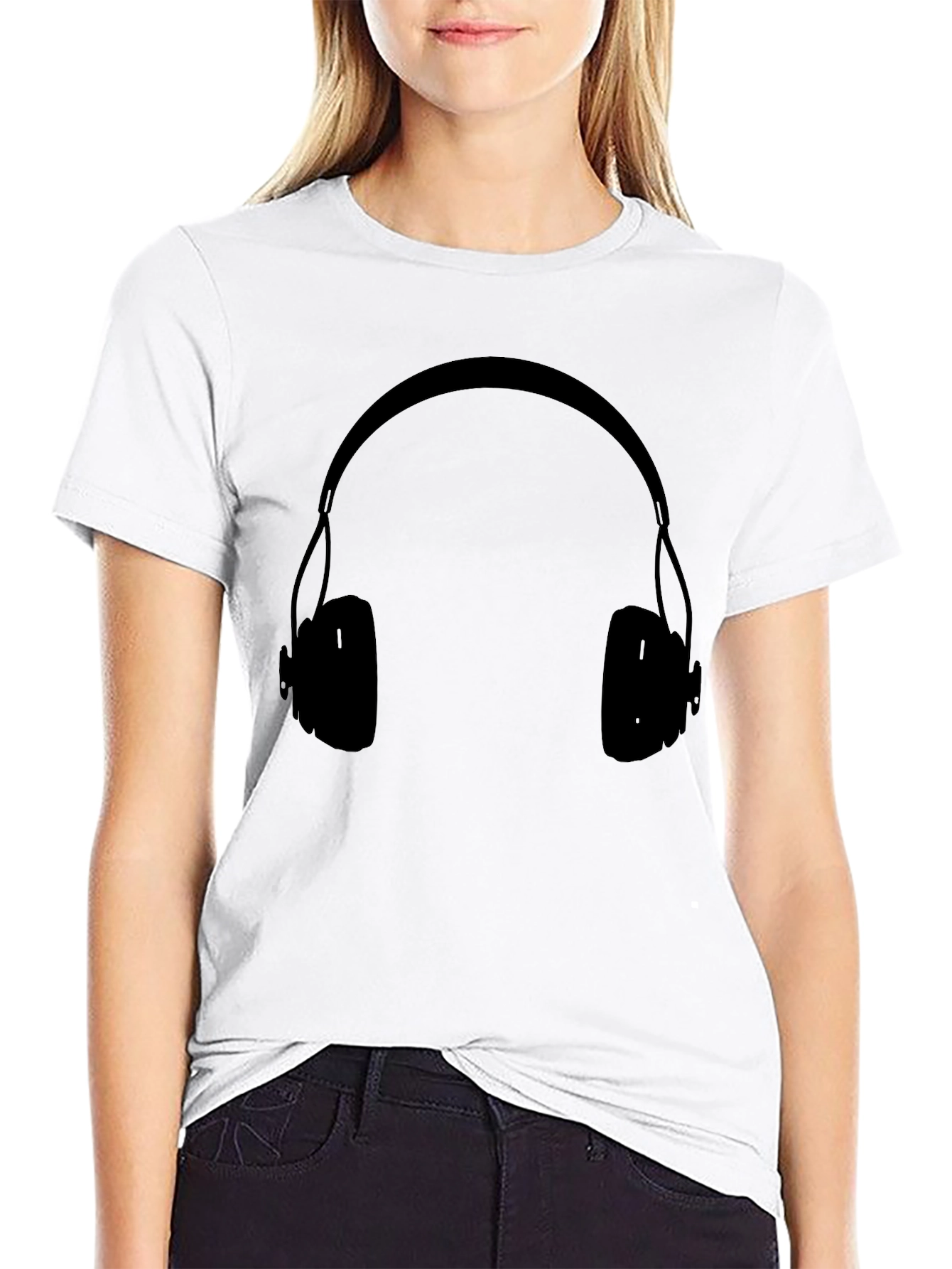 Headphones Graphic Black T-Shirt