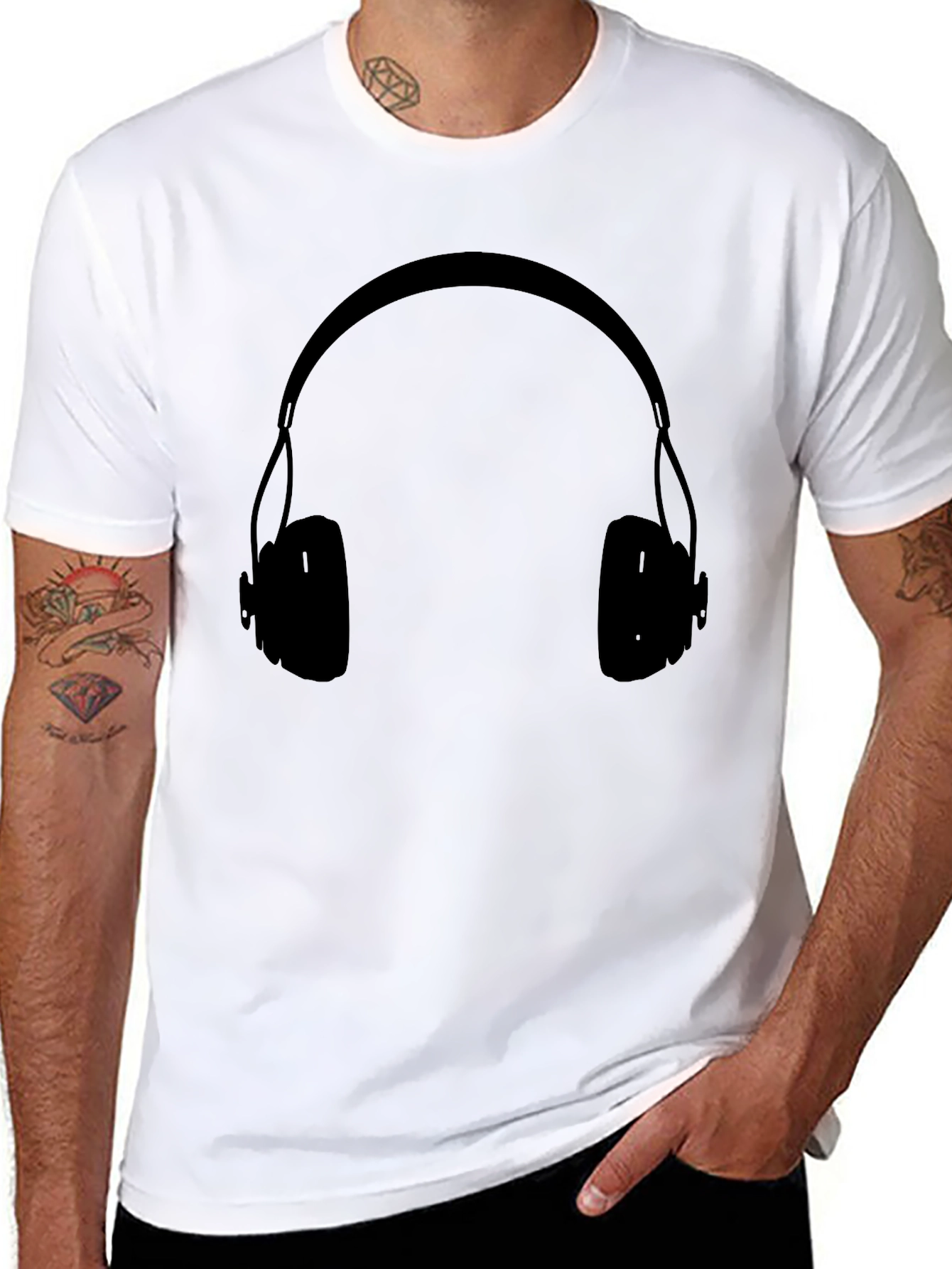 Headphones Graphic Black T-Shirt