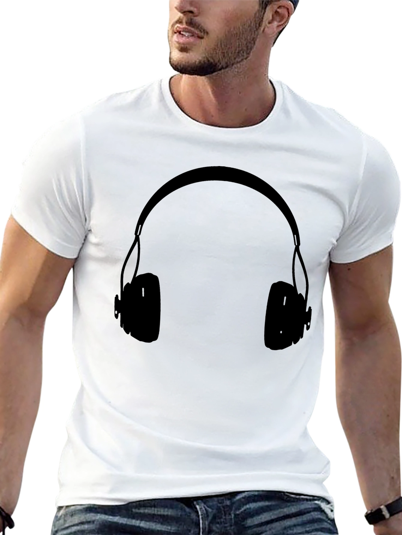 Headphones Graphic Black T-Shirt