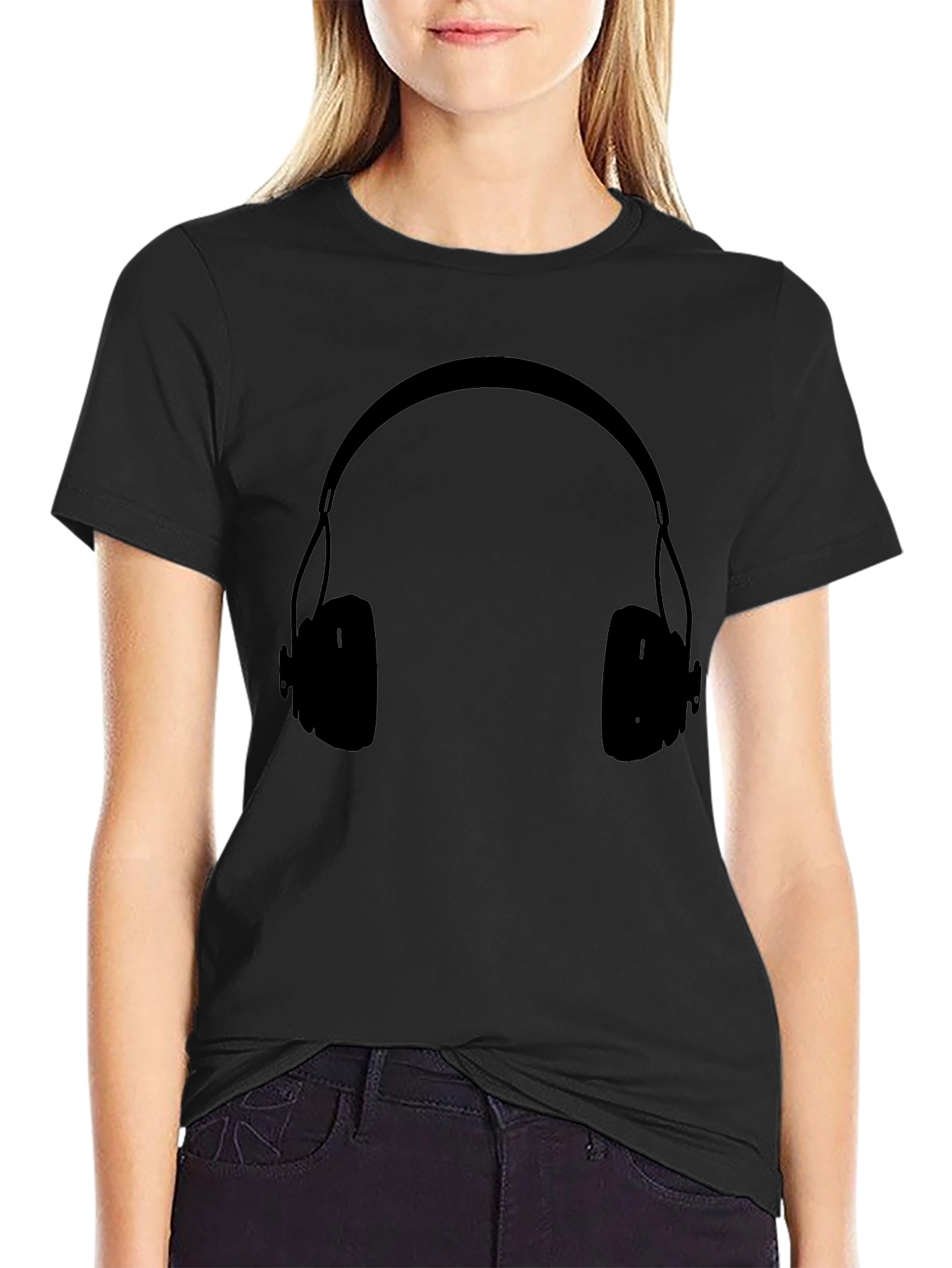 Headphones Graphic Black T-Shirt