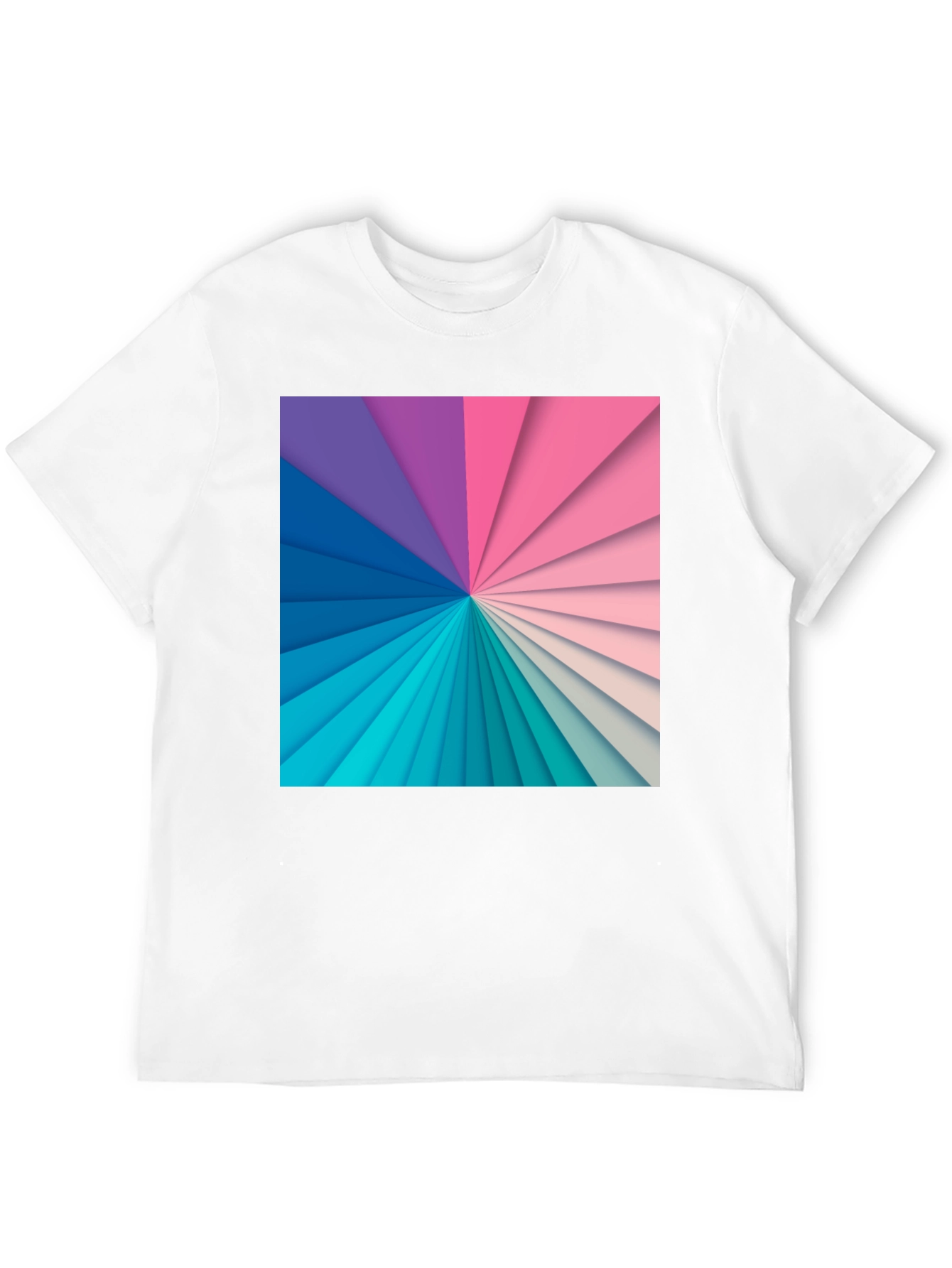 Geometric Rainbow Graphic Print Black T-Shirt