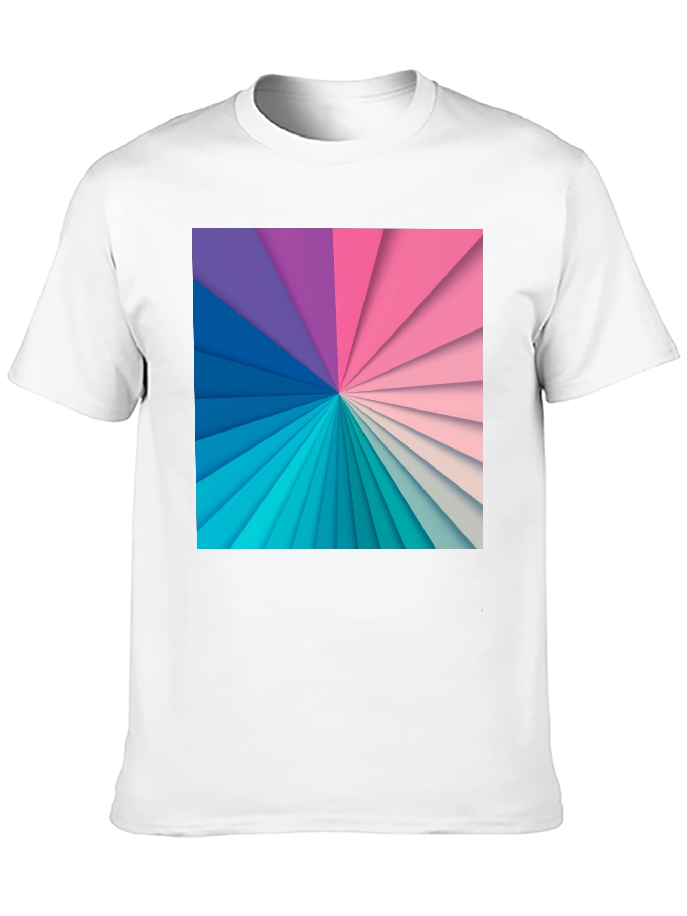 Geometric Rainbow Graphic Print Black T-Shirt