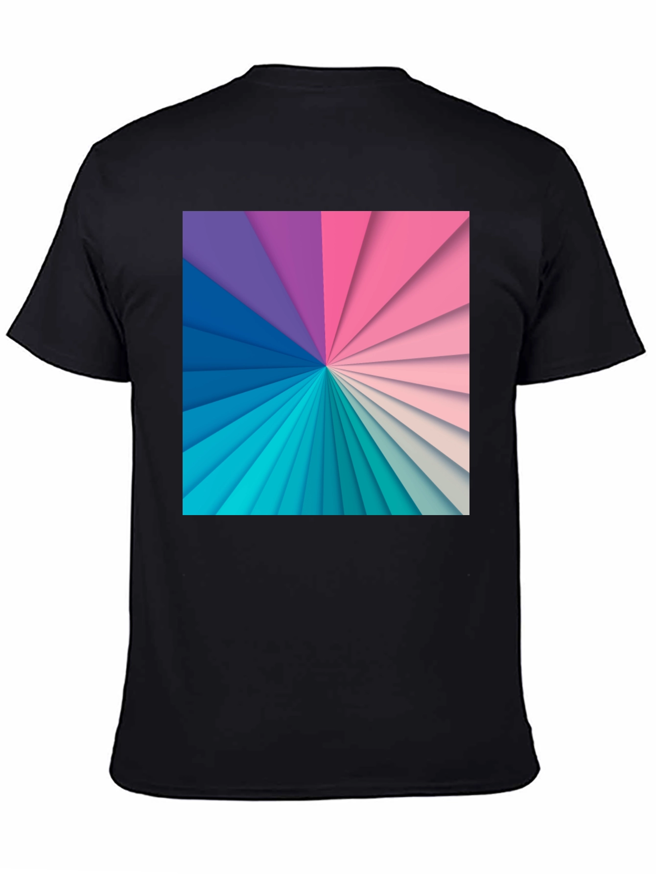 Geometric Rainbow Graphic Print Black T-Shirt