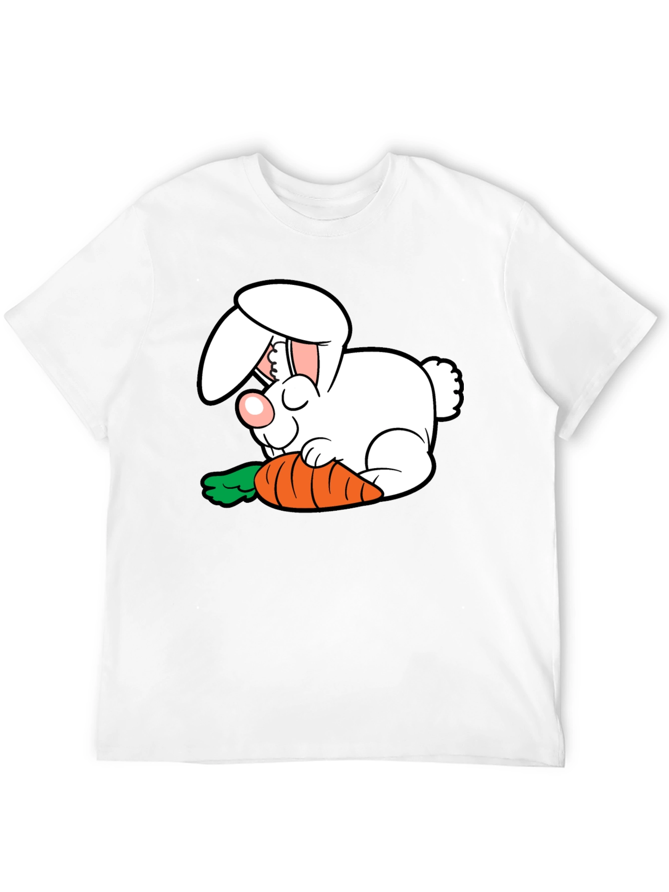 Cartoon Bunny with Carrot Graphic T-Shirt