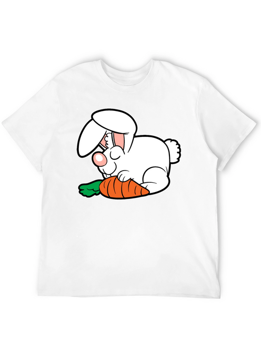 Cartoon Bunny with Carrot Graphic T-Shirt