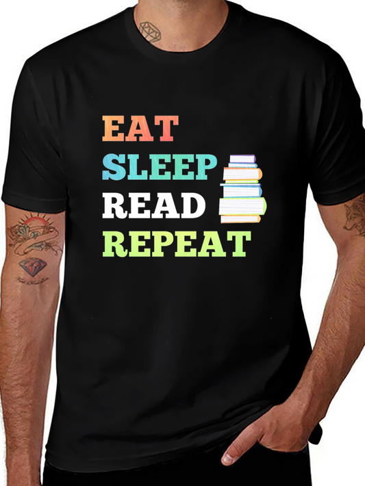 Eat Sleep Read Repeat Graphic Tee - Book Lovers T-Shirt