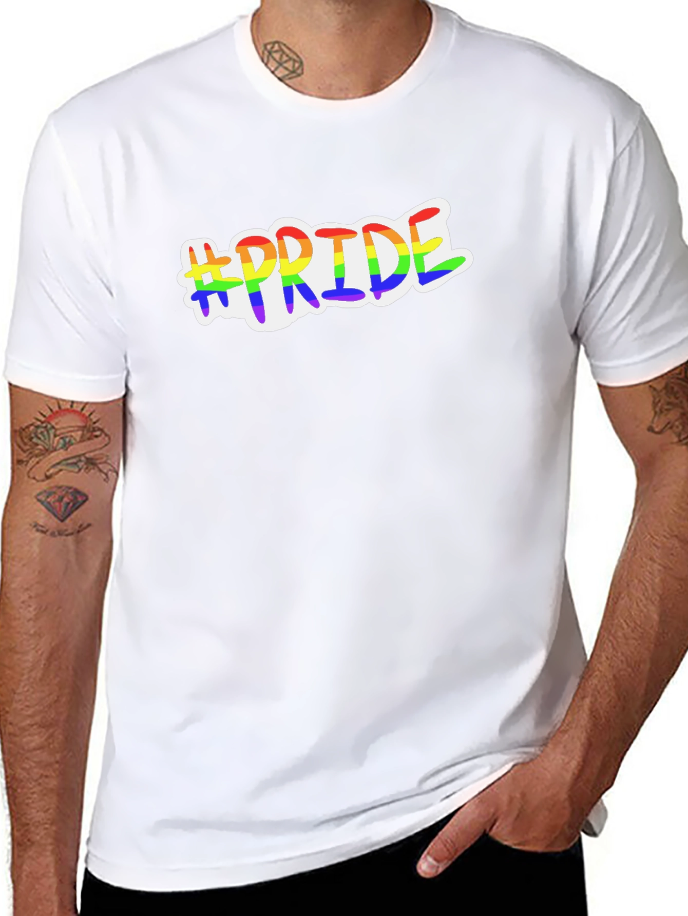 #Pride Rainbow Graphic Black T-Shirt