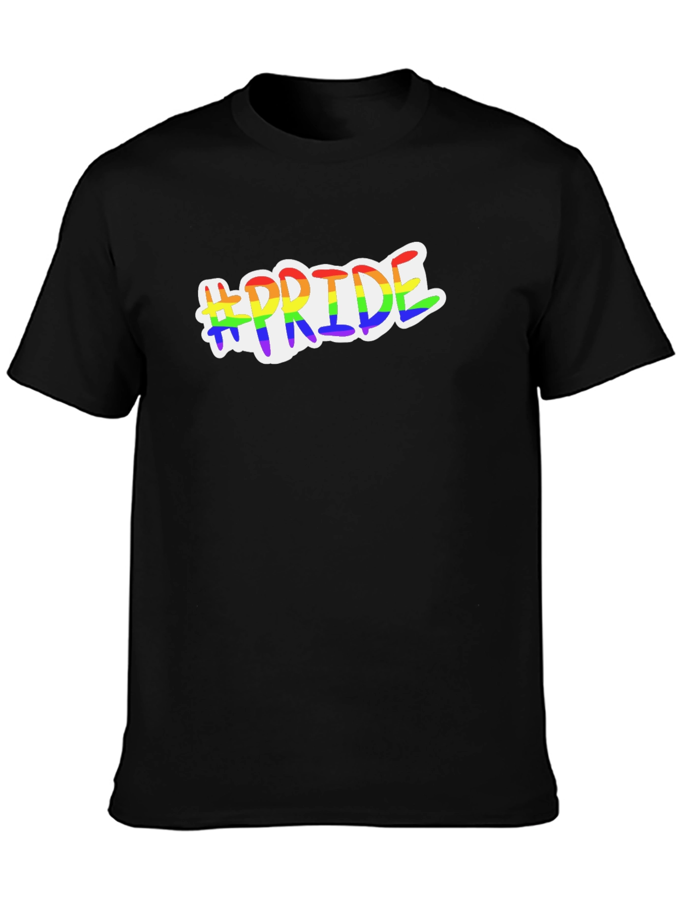 #Pride Rainbow Graphic Black T-Shirt