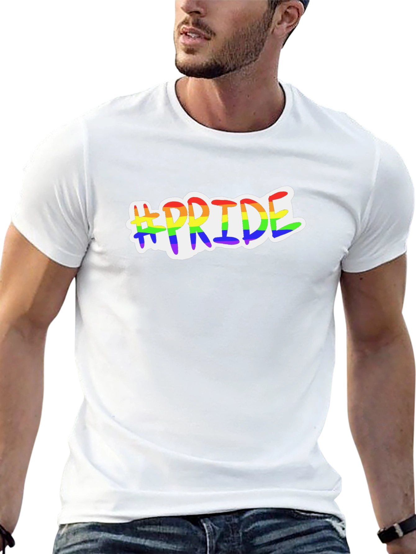 #Pride Rainbow Graphic Black T-Shirt