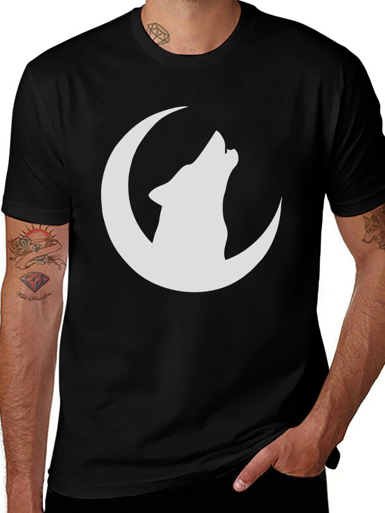 Wolf Moon Graphic Tee - Stylish Black T-Shirt