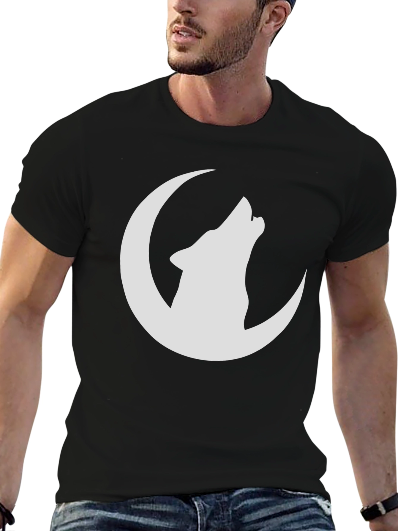 Wolf Moon Graphic Tee - Stylish Black T-Shirt