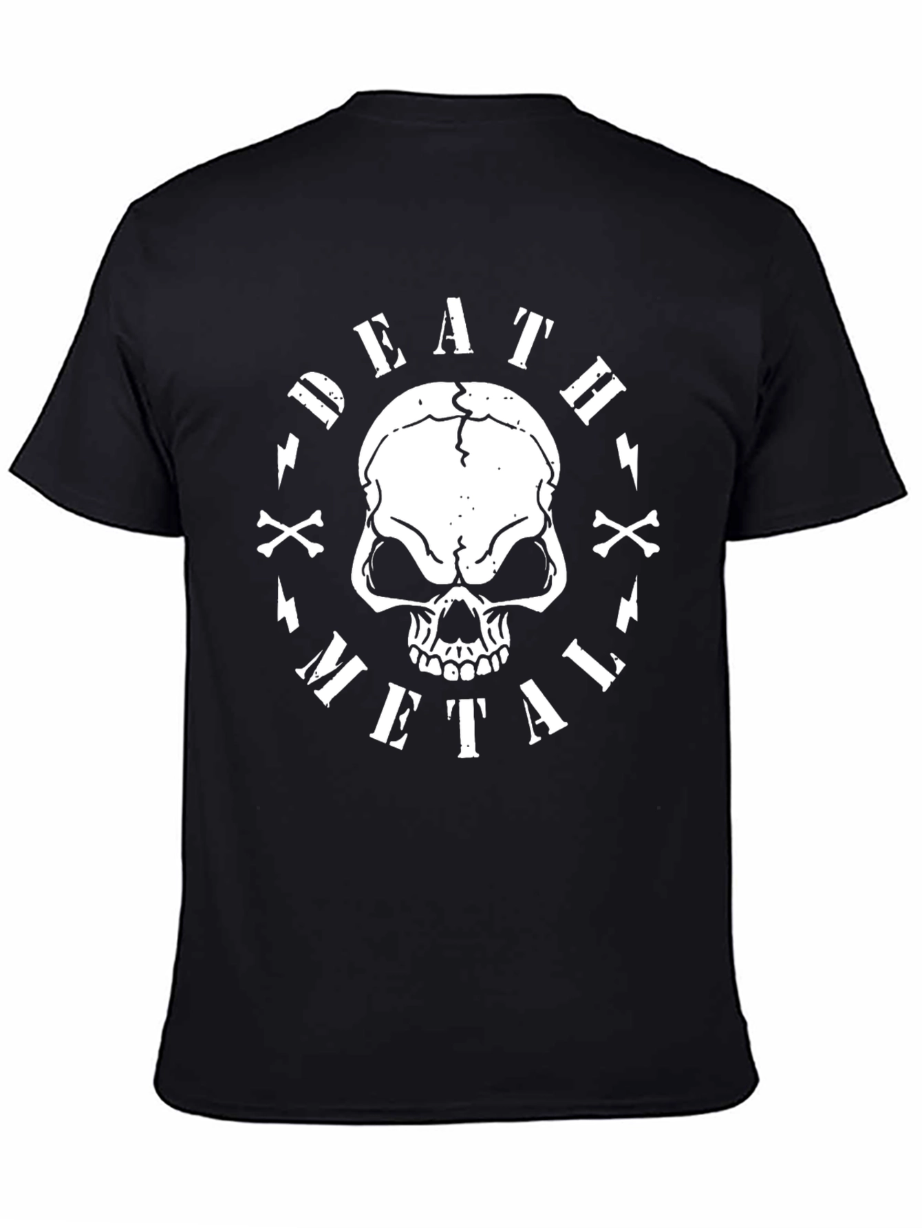 Death Metal Skull Graphic Tee - Black Cotton T-Shirt