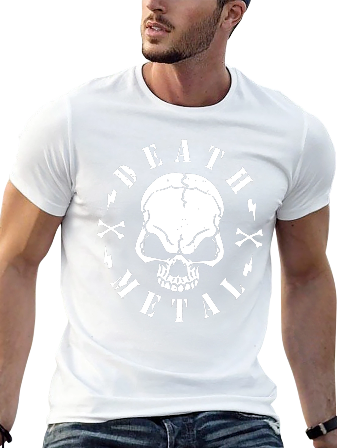 Death Metal Skull Graphic Tee - Black Cotton T-Shirt