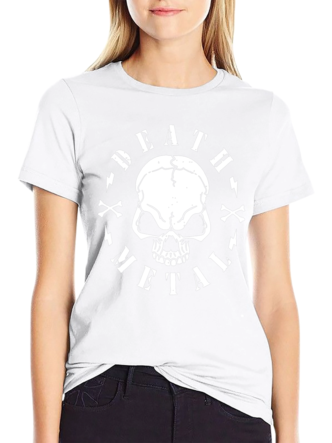 Death Metal Skull Graphic Tee - Black Cotton T-Shirt