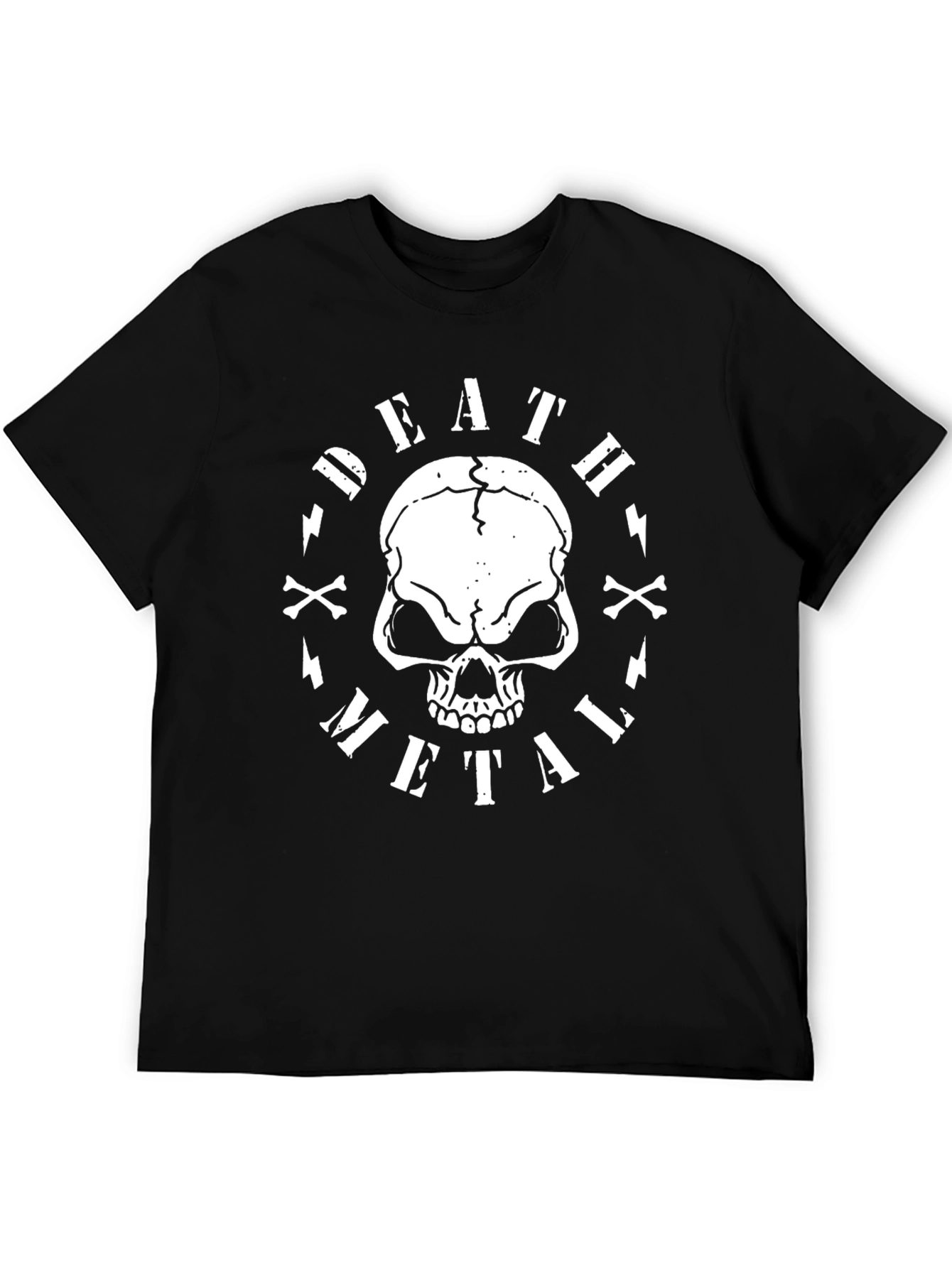 Death Metal Skull Graphic Tee - Black Cotton T-Shirt