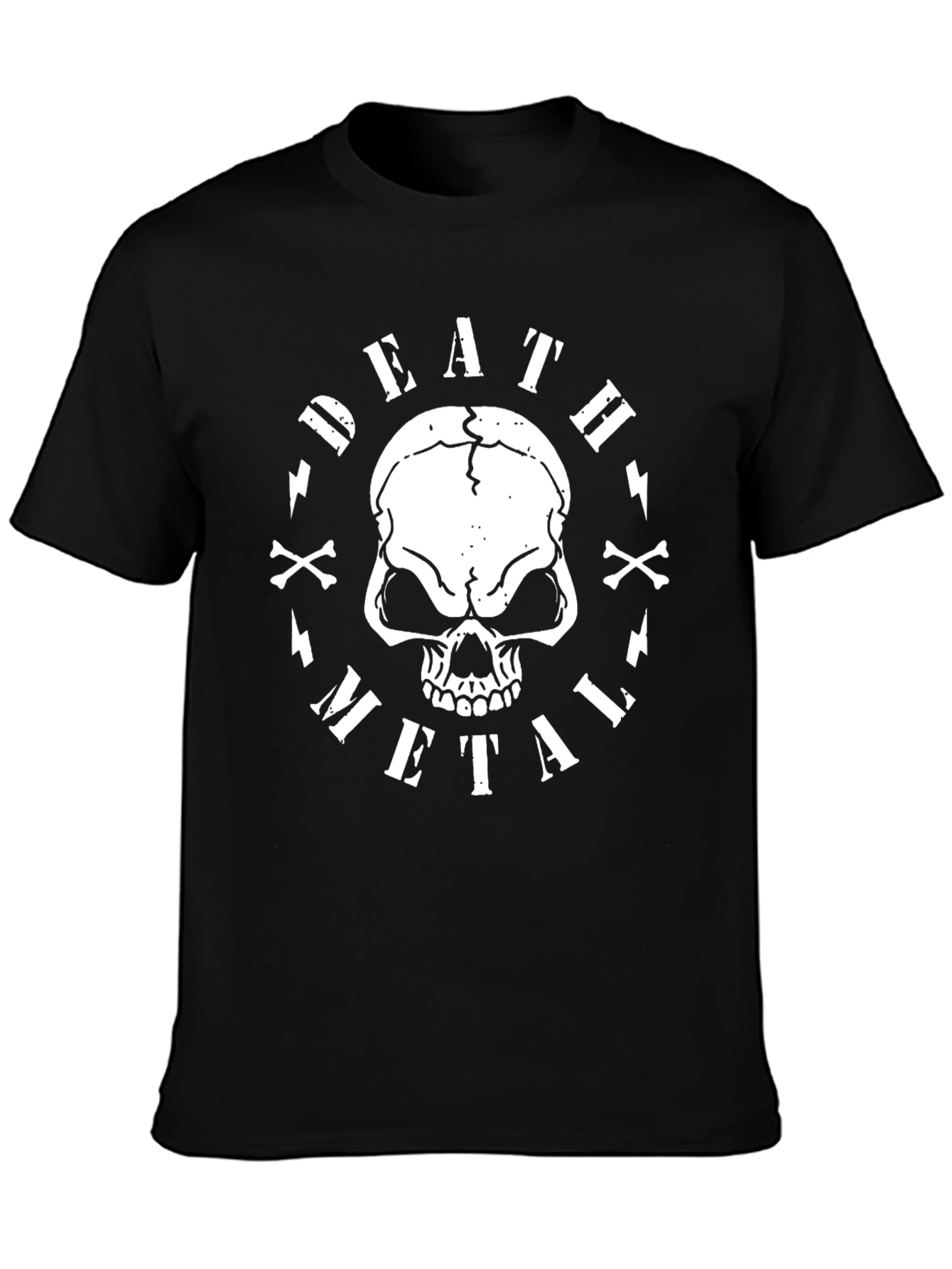 Death Metal Skull Graphic Tee - Black Cotton T-Shirt