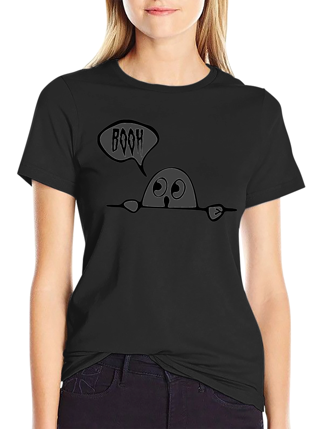 Boo Ghost Graphic Tee - Mens Black T-Shirt