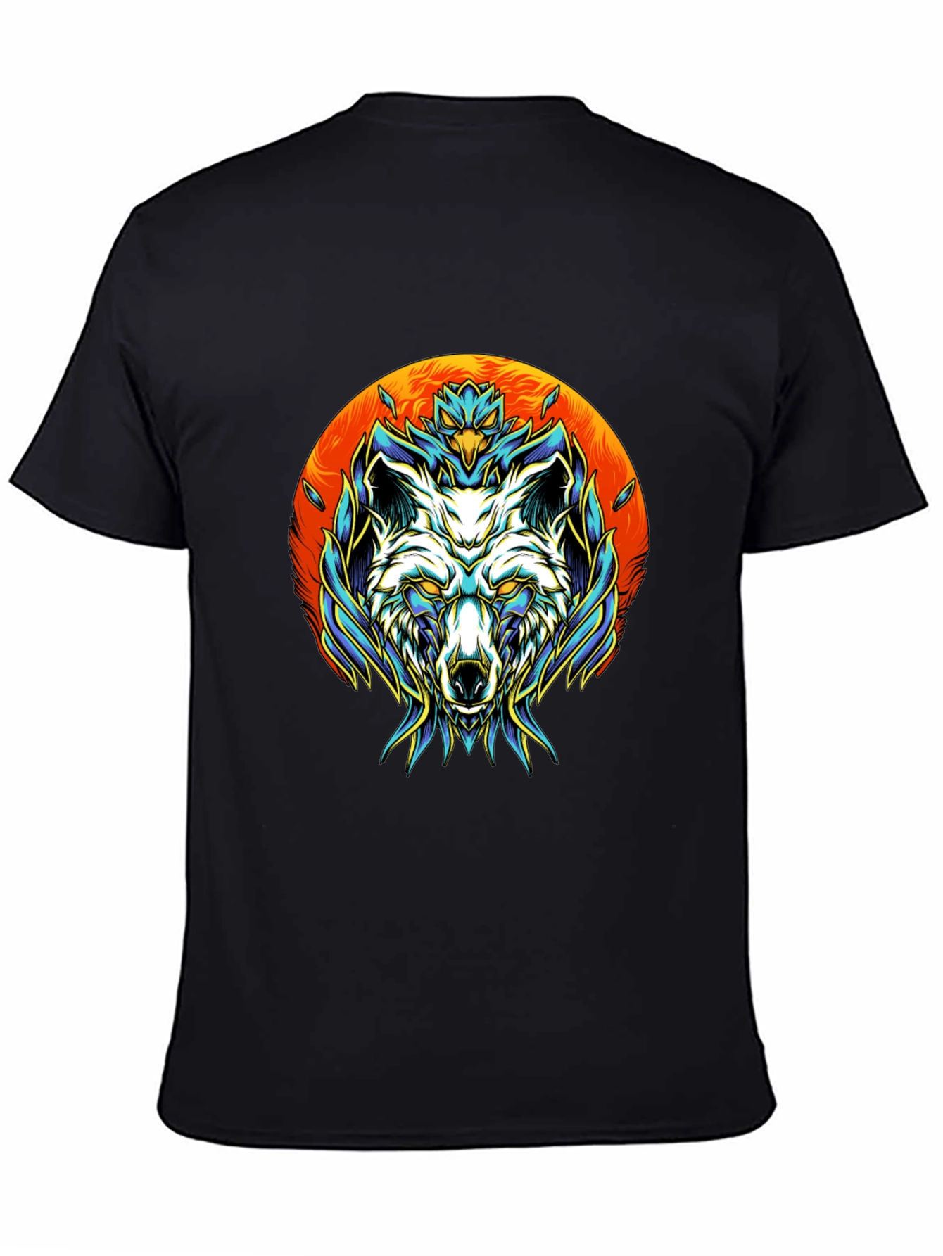Wolf Graphic Tee - Black Cotton Blend Unique Design