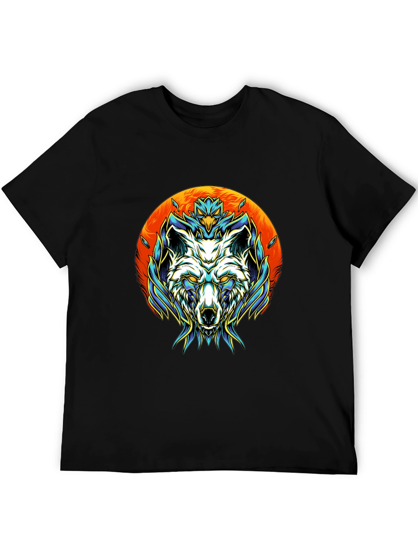 Wolf Graphic Tee - Black Cotton Blend Unique Design
