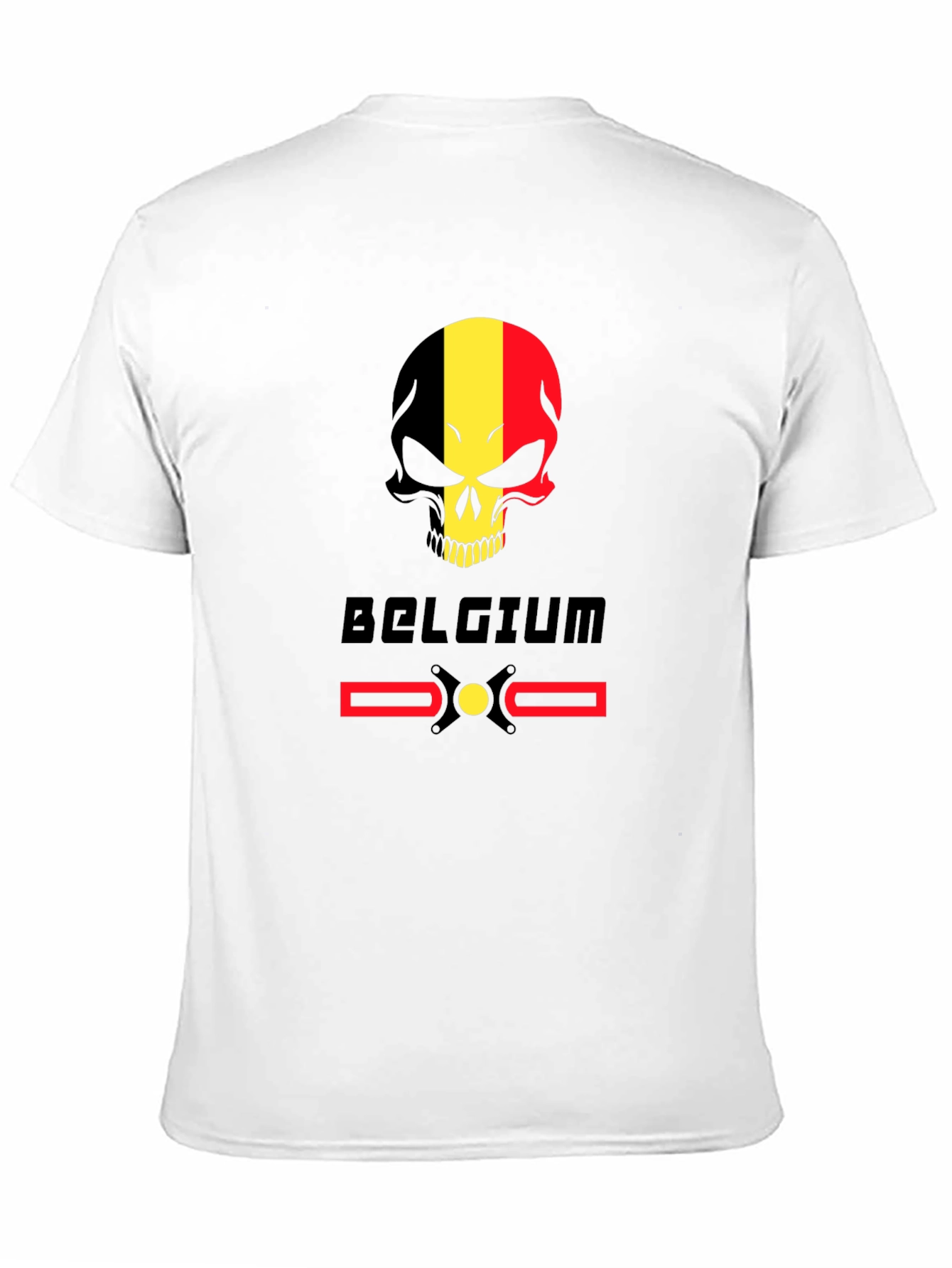 Belgium Flag Skull T-Shirt - Black