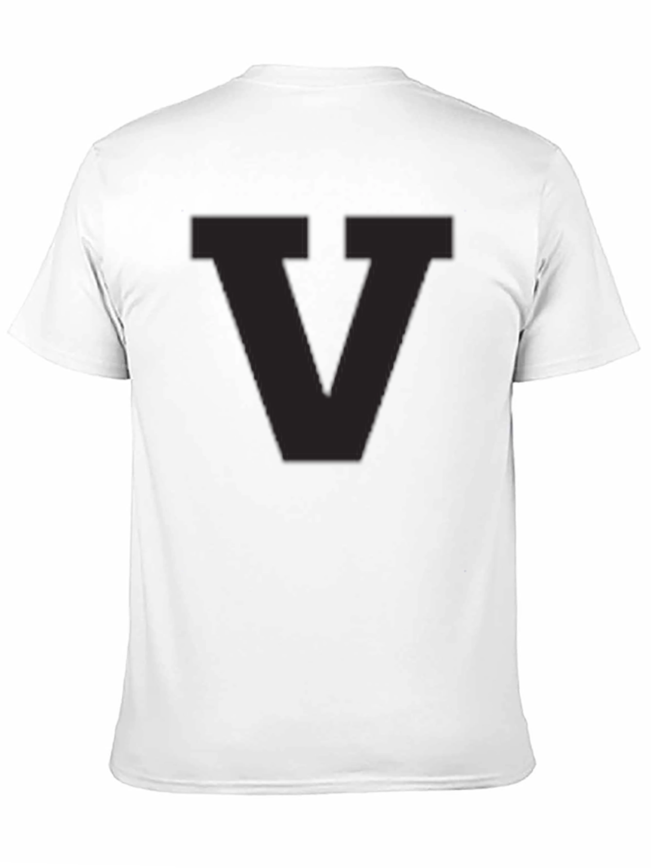 Mens Black T-Shirt with Letter V Graphic