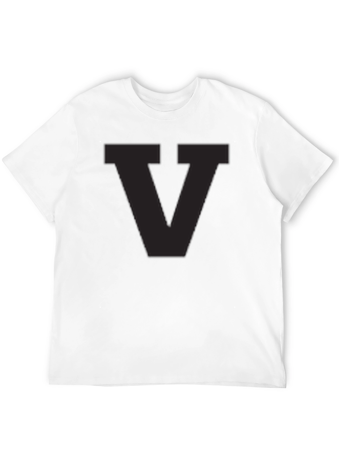 Mens Black T-Shirt with Letter V Graphic