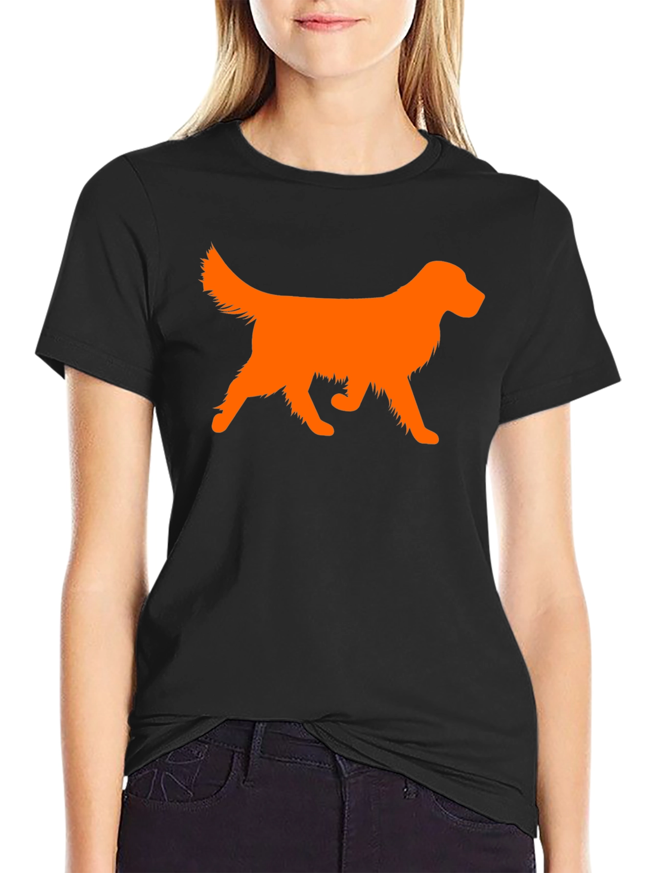 Golden Retriever Silhouette Black T-Shirt